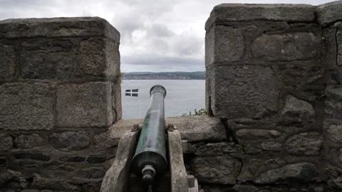 Castle with Cannon and Cornish Flag Seq B Pt1 of 3 Stock Footage 240887145