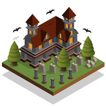 Castle in the cemetery. Stock Illustration