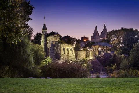 Castle in central park Stock Photos