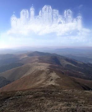 Castle in the clouds Stock Photos