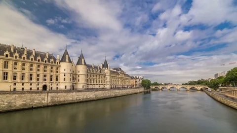 Castle Conciergerie timelapse hyperlapse - former royal palace and prison. Paris Stock Footage