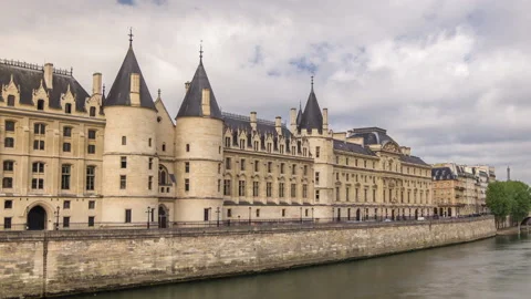 Castle Conciergerie timelapse hyperlapse - former royal palace and prison. Paris Stock Footage 236928311