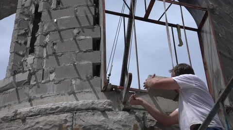 Castle Construction, mud and trowel Stock Footage 41255397