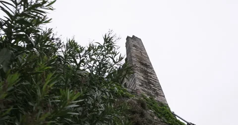 Castle of Corenno Plinio architecture. Lake Como, Dervio, Italy. Town attraction Stock-Footage 287626593