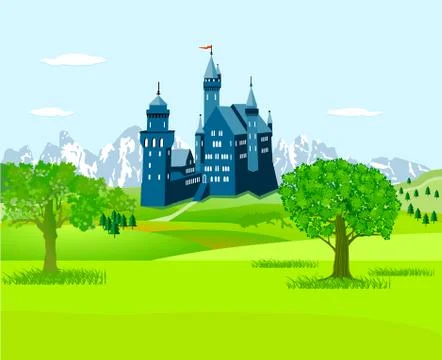 Castle in the countryside Stock Illustration