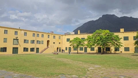 Castle Courtyard and Devil's Peak, Castle of Good Hope, Cape Town, South Africa Stock Footage 347940285