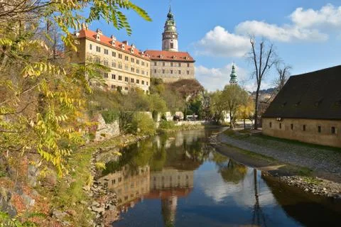The castle in Czech Krumlov. Stock Photos