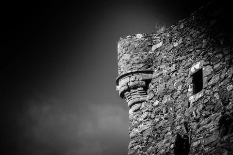Castle Detail With Dramatic Sky Foto stock