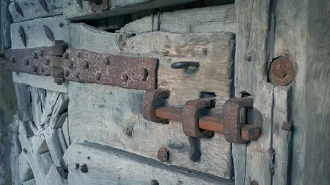Castle Door With Lock Moving Shot Stock Footage 282829688