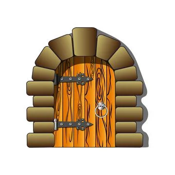 Castle door realistic medieval vector cartoon and fairytail style, vintage Illustrazione stock