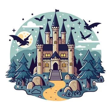 Castle with dragons Иллюстрация