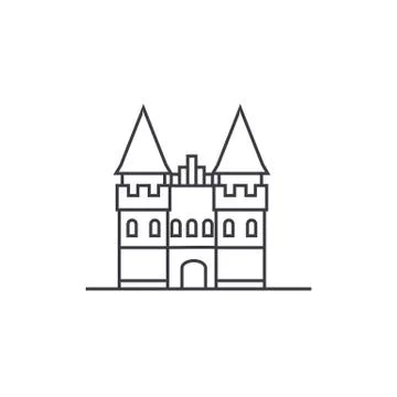 Castle in europe vector line icon, sign, illustration on background, editable Stock Illustration