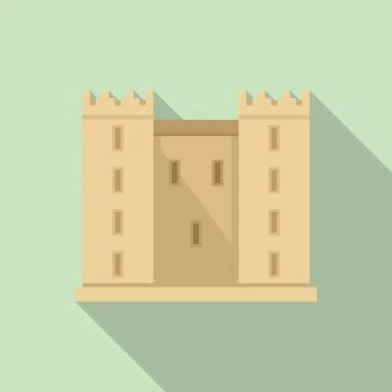 Castle facade icon flat . Old medieval castle Stock Illustration