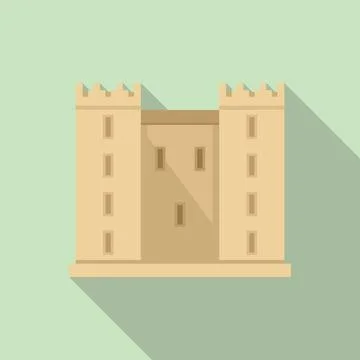 Castle facade icon flat vector. Old medieval castle Illustrazione stock