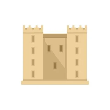 Castle facade icon flat vector. Old medieval castle Stock Illustration