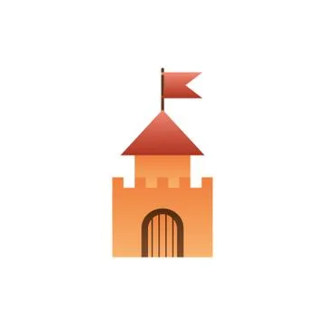 Castle with flag fantasy gradient style Illustrazione stock