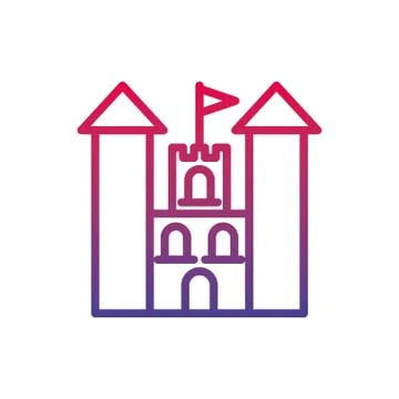 Castle with flag fantasy line gradient icon Illustrazione stock