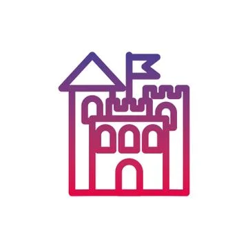 Castle with flag fantasy line gradient icon Illustrazione stock