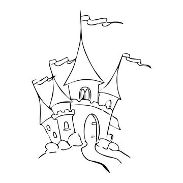 Castle with flags Stock Illustration