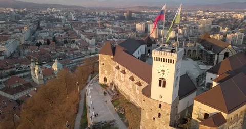 Castle with flags moving Video stock 125881012