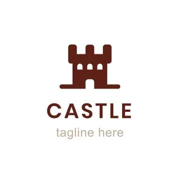 Castle flat logo design template Stock Illustration