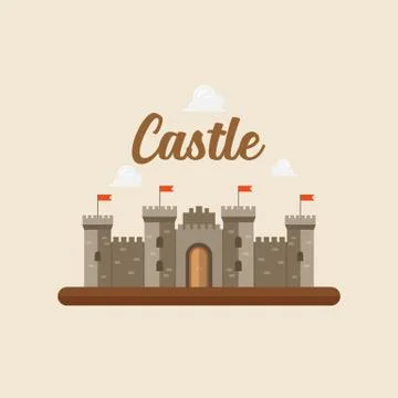 Castle in flat style design Stock Illustration