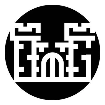 Castle fortifying defense icon in circular frame 스톡 일러스트