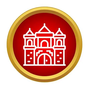 Castle fortress building structure icon in red circle Ilustración de archivo