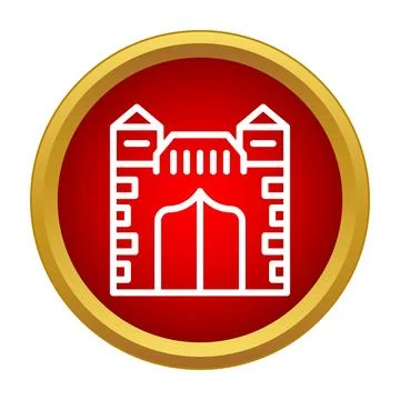 Castle fortress gate icon inside red circle Stock Illustration