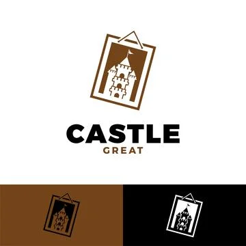 Castle frame picture icon logo design template Stock Illustration