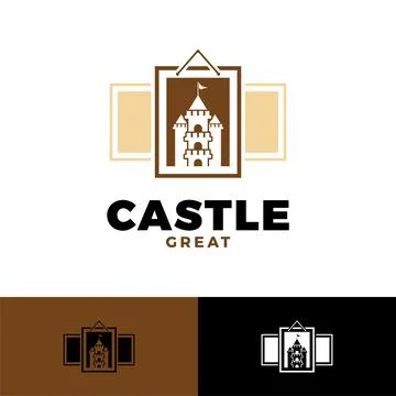 Castle frame picture icon logo design template Stock Illustration