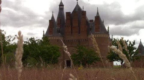 Castle in front of a wheat field Stock Footage 67370664