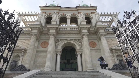 Castle garden entry, beautiful architecture, stock video Stock Footage 101903394