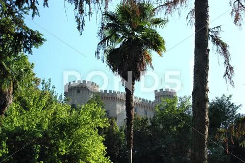 A castle in the garden Stock Photos