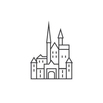 Castle in germany vector line icon, sign, illustration on background, editable Ilustración de archivo
