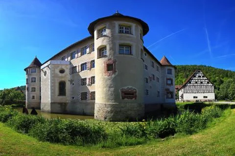 The castle Glatt is surrounded by a moat 스톡 사진