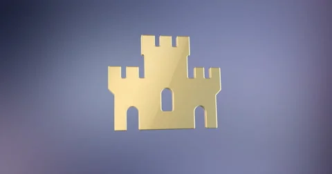 Castle Gold 3d Icon Stock Footage