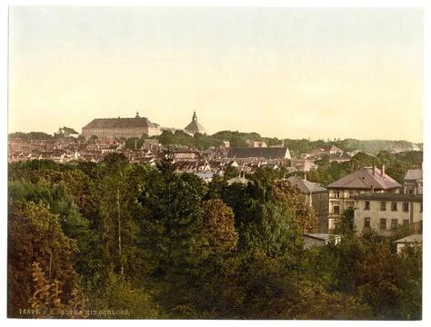 The castle in Gotha Thuringia Germany Historic digitally restored reproduction Stock Illustration