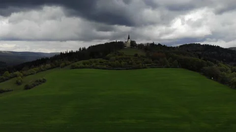 Castle on green hills Stock Footage 140328244