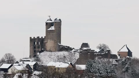 Castle greifenstein germany in winter 4k 25fps video Stock-Footage 330054476