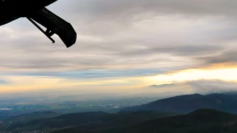 Castle gutter in front of sunset landscape with wonderful blue sunrays Stock Footage 124482843