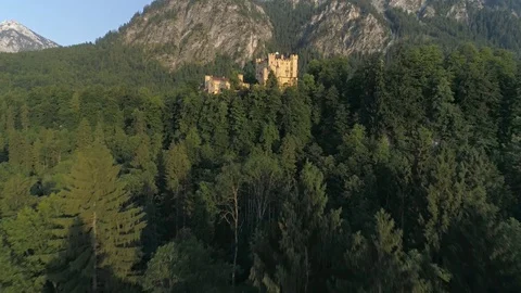 Castle Hide Behind The Trees Bavaria Aerial 4k Stock Footage 76967729