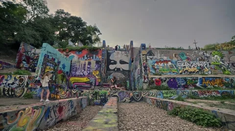 Castle Hill Graffiti Park Time-Lapse in Austin, Texas Stock Footage