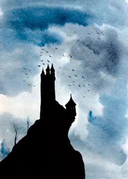 Castle on the hill Stock Illustration