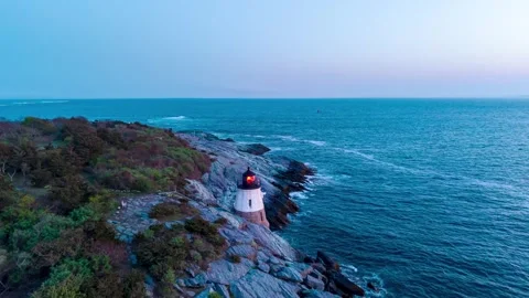Castle Hill Lighthouse Aerial Hyperlapse Stock Footage 335052478