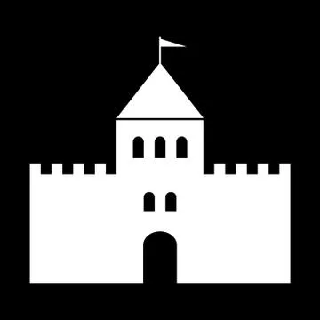 Castle icon on black. Stock Illustration
