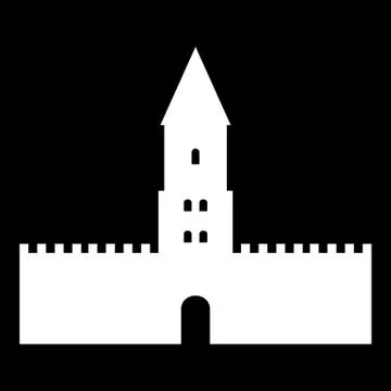 Castle icon on black. Stock Illustration