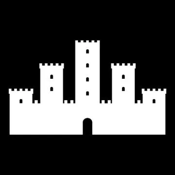 Castle icon on black. Illustrazione stock