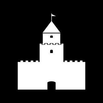 Castle icon on black. Stock Illustration