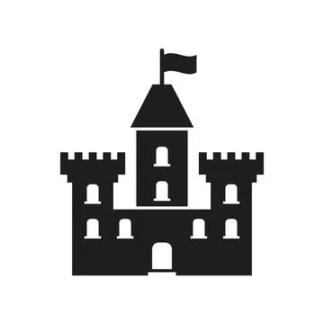 Castle icon in flat style. Medieval stronghold vector illustration on isola.. Stock Illustration